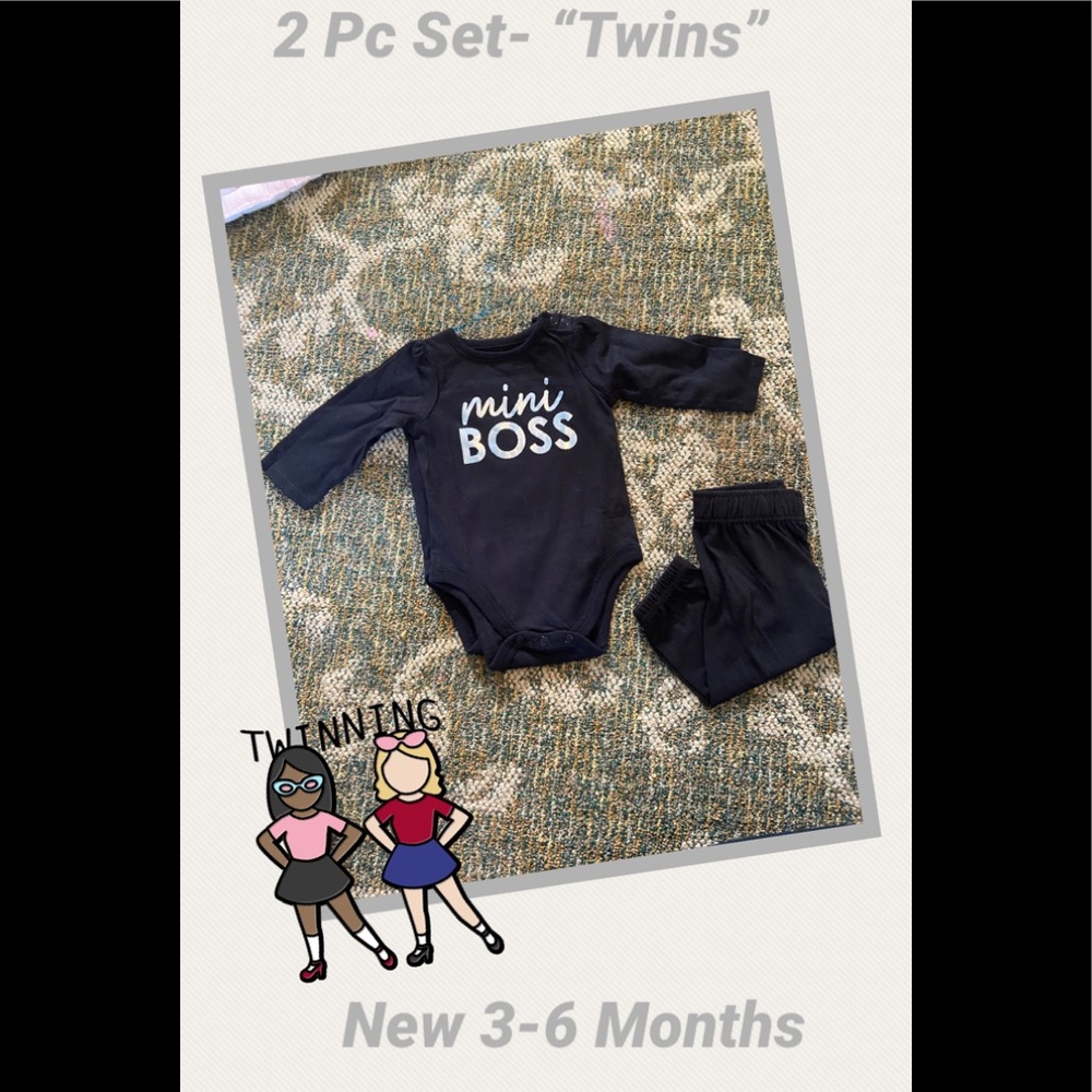 “Mini boss”top n bottoms all black matching set!!